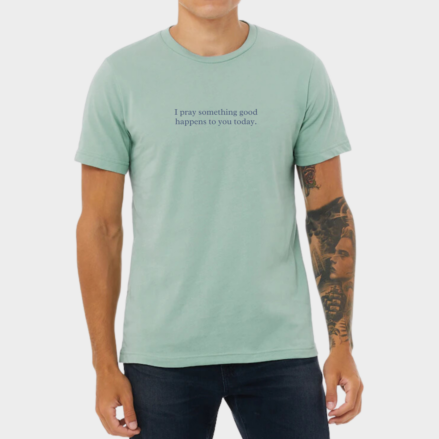 "Something Good" Embroidered Tee - Seafoam