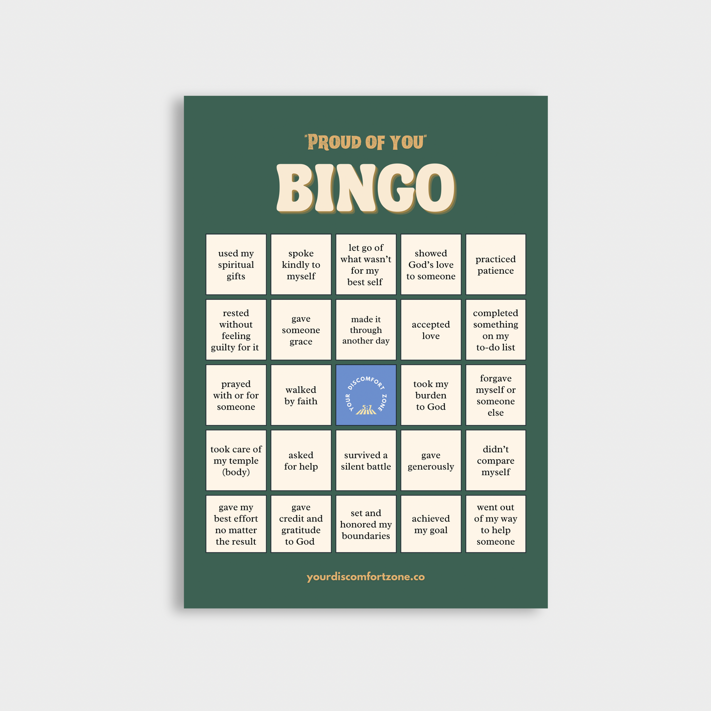 “Proud of You” Bingo Card