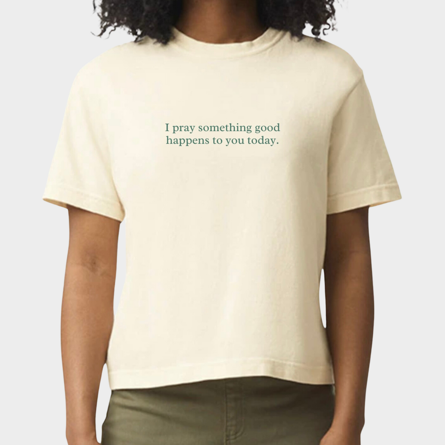 "Something Good" Embroidered Tee - Cropped - Cream