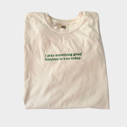 "Something Good" Embroidered Tee - Cropped - Cream