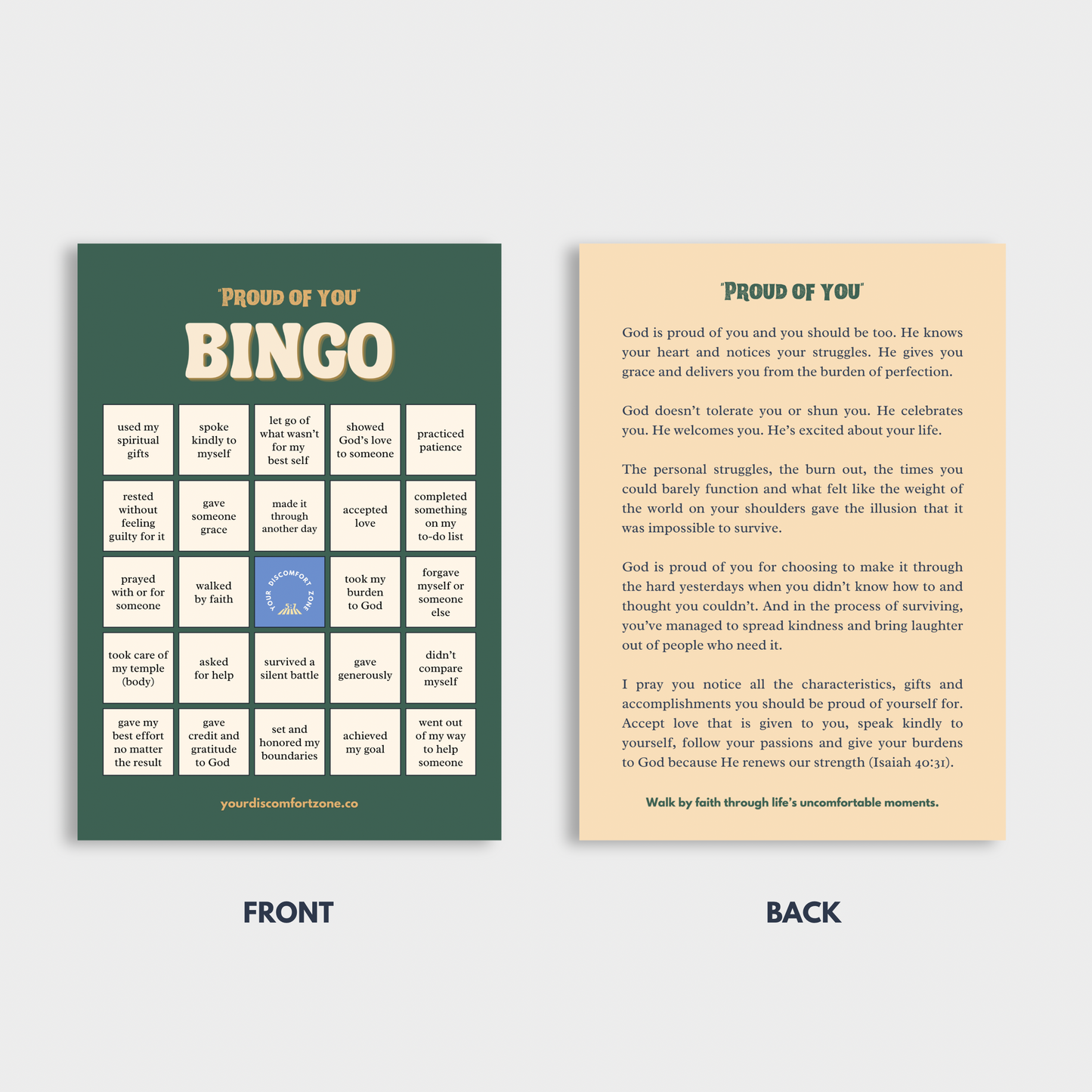 “Proud of You” Bingo Card